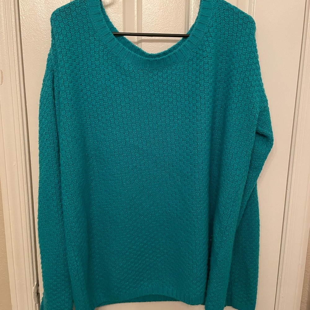 Oversized Casual turquoise sweater